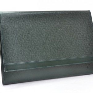 Authentic Louis Vuitton Taiga Volga Folio Clutch Bag Green